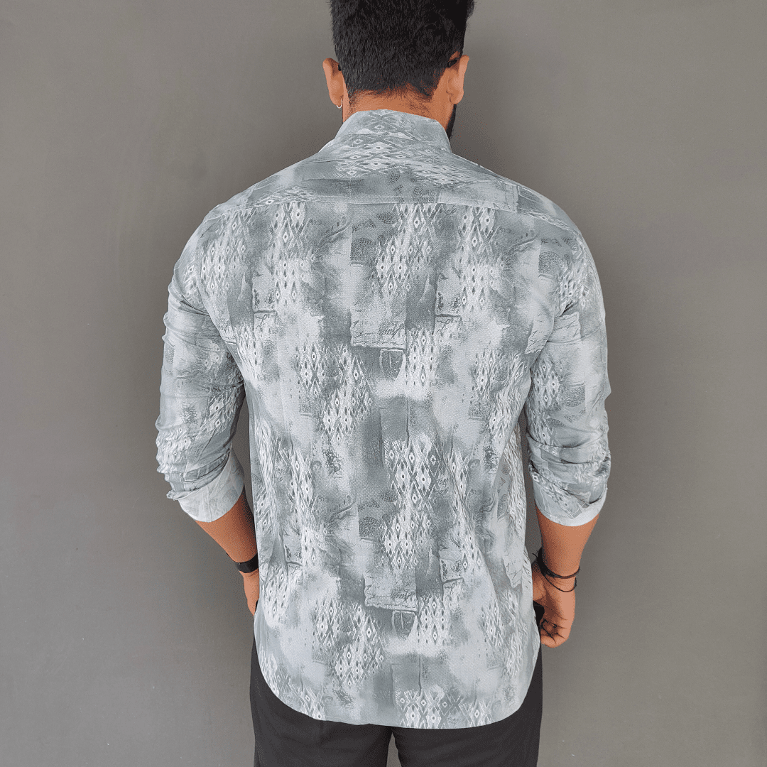 Grey Printed Lycra Shirt